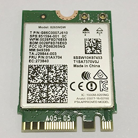 Dual Band Wireless- AC 8265 8265AC NGFF Wifi Card USE FOR Intel 8265 AC AC8265 8265NGW M.2 NGFF 2.4/5GHz Bluetooth 4.2 Wireless WiFi Card 867 Mbps