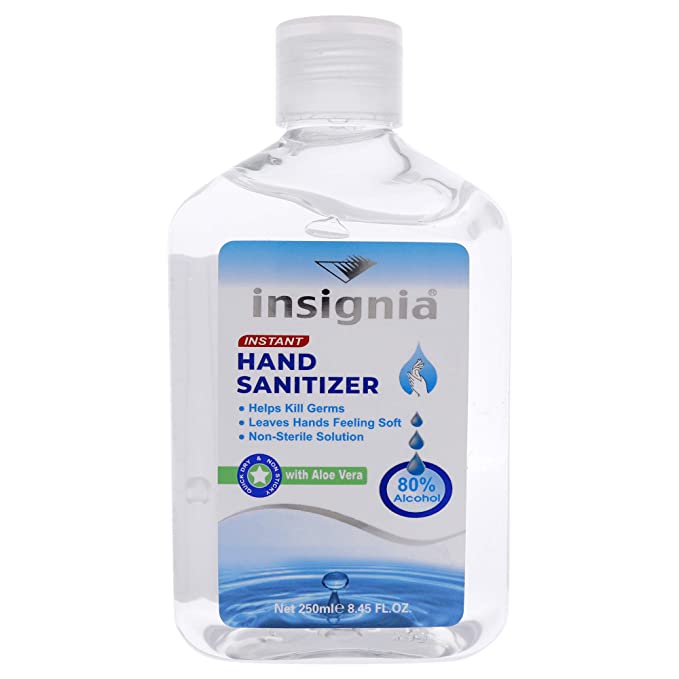 Insignia - Instant Hand Sanitizer Gel w/ Aloe, 80% Ethyl Alcohol Antiseptic, Topical Non-Sterile Solution - Kills 99.9 % of Bacteria, Fasting Acting, Quick Drying, Non Sticky, Portable - 8.5 fl oz