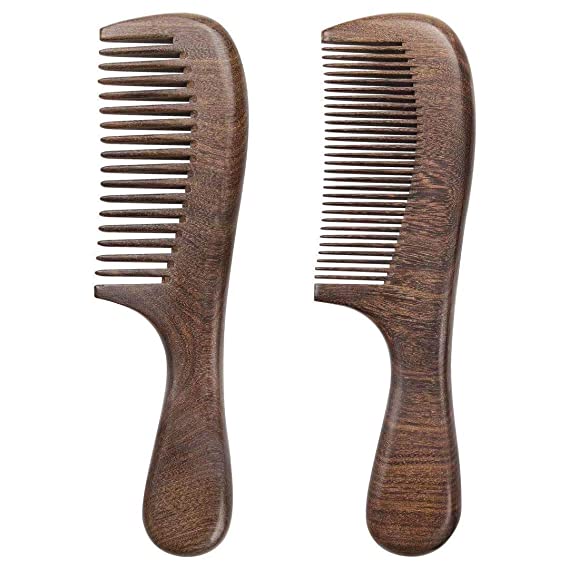 Phniti Wooden Hair Comb Find Natural Handmade Green Sandalwood Hair Comb for Men Women and Kids Pack of 2