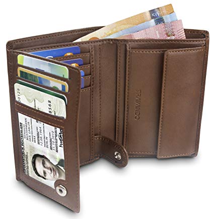 TRAVANDO ® Mens Wallet Black „Dublin“ - RFID Blocking - Durable Bifold - Card Holder - Coin Pocket - Box - Faux Leather