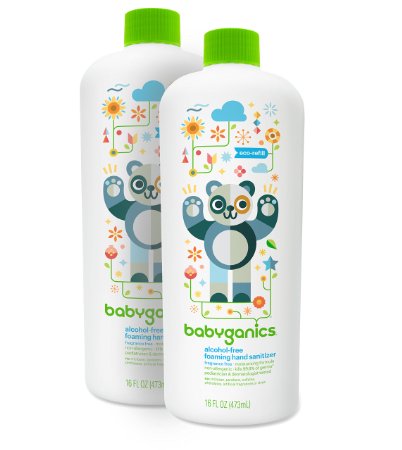 Babyganics Alcohol-Free Foaming Hand Sanitizer Refill, Fragrance Free, 16oz Bottle (Pack of 2)
