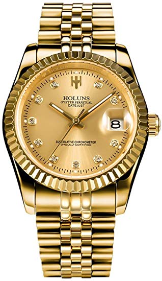 Gosasa Men Full Gold Teel Watch Men Automatic Mechanical Self-wind Watch Designer Dress Men Wristwatches