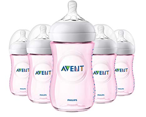 Philips Avent Natural Baby Bottle, Pink, 9oz, 5pk, SCF013/58