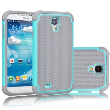 Galaxy S4 Case TekcooTM Tmajor Series TurquoiseGrey Shock Absorbing Hybrid Rubber Plastic Impact Defender Rugged Slim Hard Case Cover Shell For Samsung Galaxy S4 S IV I9500 GS4 All Carriers