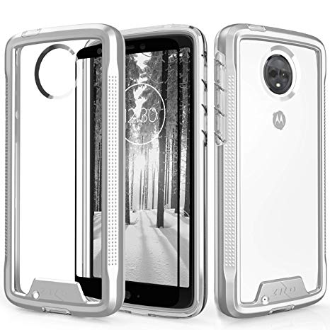 Zizo ION Series Compatible with Motorola Moto G6 Case Military Grade Drop Tested with Tempered Glass Screen Protector Silver Clear