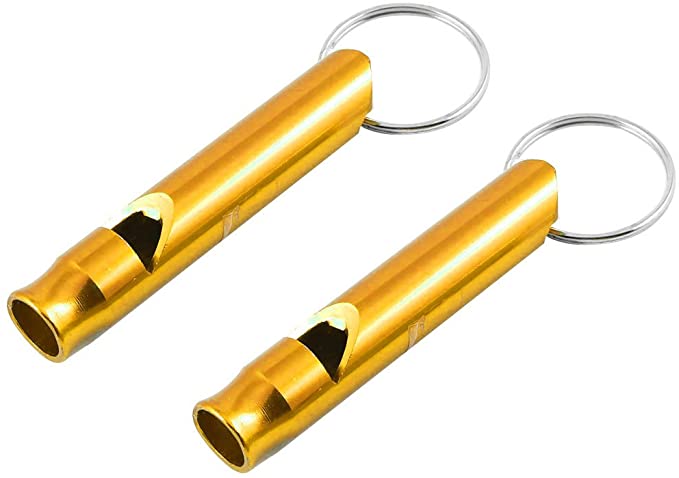 uxcell 2 Piece Pocket Pet Dog Puppy Cat Training Sound Whistle Keychain, Yellow