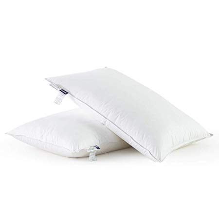 drtoor Goose Down Pillow Natural Material Feather Sleeping Bedding Pillow with 100% Cotton Cover 2PCS/Pack White 20 inches×30 inches …