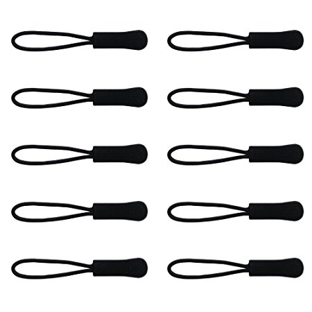 Homgaty 10X Zipper Pulls Cord Zip Extension Replacement Broken Fastener Slider For Jacket Backpack