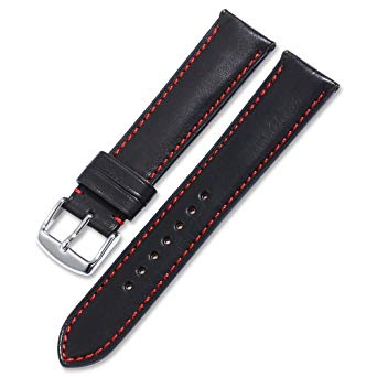 iStrap Watch Strap Genuine Calf Leather Watch Band Tan Buckle Replacement Clasp Color & Width (18mm,19mm, 20mm,21mm,22mm)
