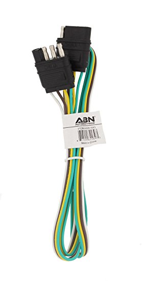 ABN 4 Way 4 Pin Plug Flat 20 Gauge Trailer Light Wiring Harness Extension 4ft