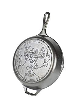 Lodge L8SKWLDR Wildlife Series-10.25 Inch Seasoned Cast Iron Skillet with Deer Scene and Assist Handle, 10.25", Black