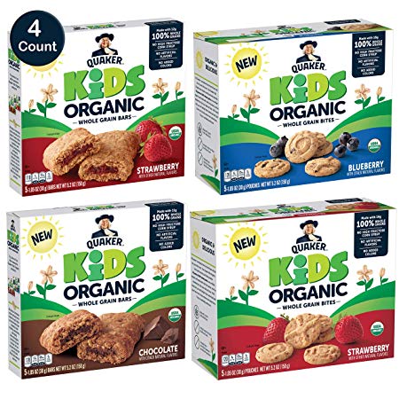 Quaker Kids Organic Whole Grain Bars & Bites Sampler Pack, 4 boxes, 20 Count