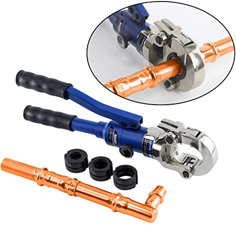 IBOSAD Copper Tube Fittings Hydraulic Pipe Crimping Tool with 1/2",3/4" and 1" Jaw Copper Pipe Propress Crimper Pressing Pliers