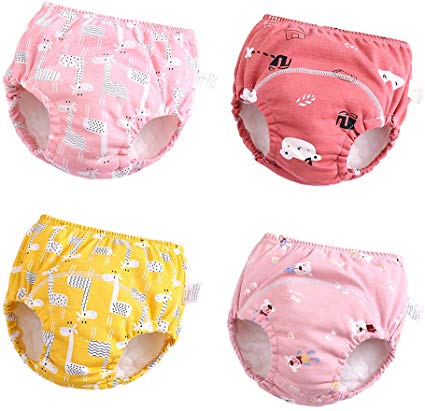 U0U Baby Girls’ 4 Pack Cotton Training Pants Toddler Potty Training Underwear for Boys and Girls 12M-4T