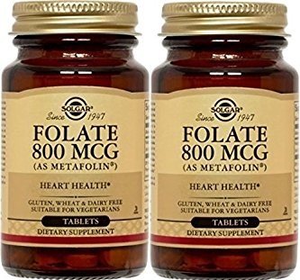 Solgar Folate 800 Mcg (As Metafolin) 100 Tablets (2 Pack)