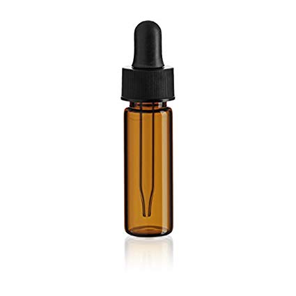 1 Dram (4 Ml) Amber Glass Vial - With Glass Dropper - Pack of 144