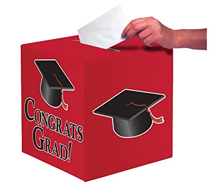 Creative Converting Congrats Grad Card Holder Box, Classic Red