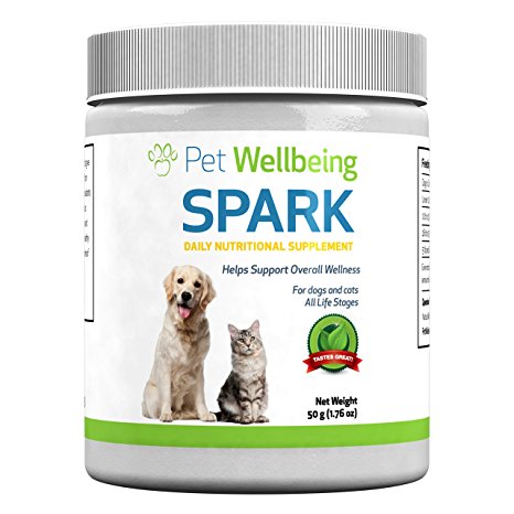 Pet Wellbeing - SPARK for Dogs - Daily Nutritional Superfood Supplement for Cats - Vitamins, Minerals, Probiotics Prebiotics and Enzymes for Digestive Health and Vitality