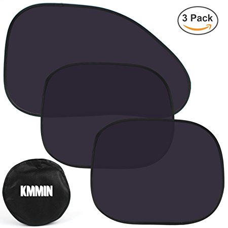 Car Window Shade, Kmmin Auto Sunshade for Blocking UV Ray and Protecting Kids Pets with Easy Installation and Good Cooling 25 X 15 Match 18 X 15 Inches (3 Pack with 2 Type)