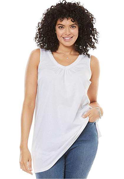 Woman Within Plus Size V-Neck Sleeveless Perfect Tunic