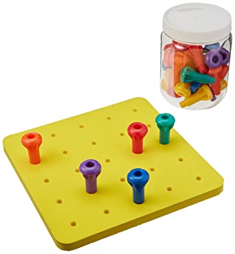 Sammons Preston Easy Grip Peg Boards, Jumbo Pegs, Manipulative Peg Board for Touch Sensation & Sensory Motor Skill, Physical and Occupational Therapy Game for Toddlers & Young Children, Sensory Toy