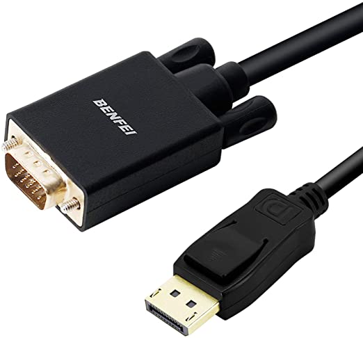 DisplayPort to VGA Adapter, Benfei DP DisplayPort to VGA 6 Feet Cable Male to Male Gold-Plated Cord Compatible for Lenovo, Dell, HP, ASUS and Other Brand