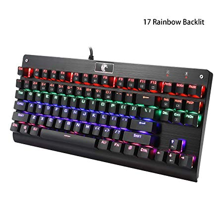 E-YOOSO Mechanical Gaming Keyboard, 87 Keys Compact USB Wired Keyboard with Red Switches Aluminum Alloy Construction for PC Games (Red Switch Black)