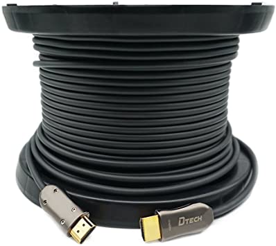 DTECH Ultra Slim 150 Feet Fiber Optic HDMI 2.0 Cable 4K at 60Hz and 18Gbps Pro Series for in-Wall Installation