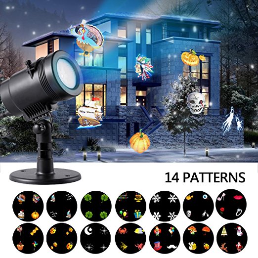 Gemtune Christmas Light Projector LED with 14 Switchable Patterns, Indoor and Outdoor Waterproof Spotlight Night Light for Christmas Halloween Party Birthday Holiday Landscape Decoration