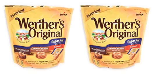 Werther's Original Sugar Free Assorted 7.7oz. Caramel Coffee, Caramel Chocolate, Caramel Pack of 2