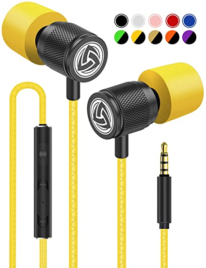 Wired Earbuds - LUDOS Ultra in Ear Headphones with Microphone, Earphones with Mic and Volume Control, Memory Foam, Reinforced Cable, Bass Compatible with iPhone, Apple, iPad, Computer, Laptop, PC