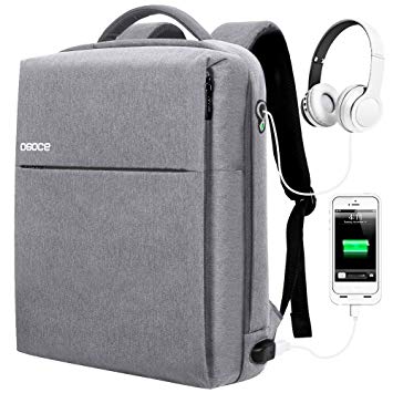 OSOCE Professional Laptop Backpack, Business Anti Theft Backpack Slim Water Resistant Laptop Bag with USB Charging Port, Large Compartment College School Computer Bag for Men and Women Grey