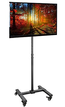 VIVO Mobile TV Display Floor Stand Height Adjustable Mount w/ Wheels for Flat Panel LED LCD Plasma Screen 13" to 42" (STAND-TV07W)