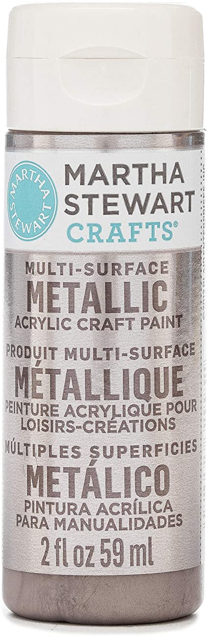 Martha Stewart Crafts Multi-Surface Metallic Craft Rose Chrome, 2 oz Paint