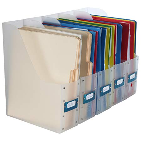 Home-X Clear File Holder Organizers for Magazines or Documents (Set of 5)