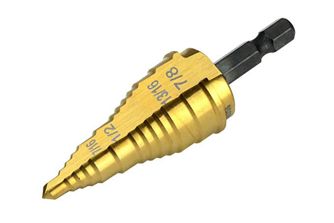 TEMCo Step Drill Bit TH0356 - M35 Cobalt 3/16-15/16 for use with Electricians Conduit Knockout with Titanium Nitride Coating