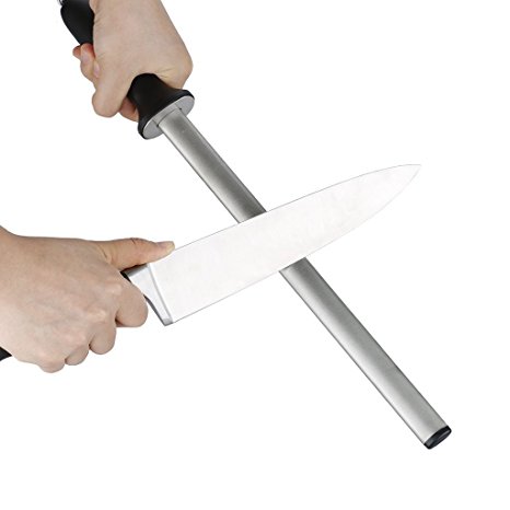 ARCCI 12 inch Diamond Sharpening Rod, Diamond Carbon Steel Knife Sharpening Rod, Professional Chef Honing Rod, Household Knife Steel