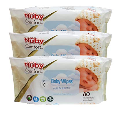 Nuby Wipes 80 Count (Pack of 3)