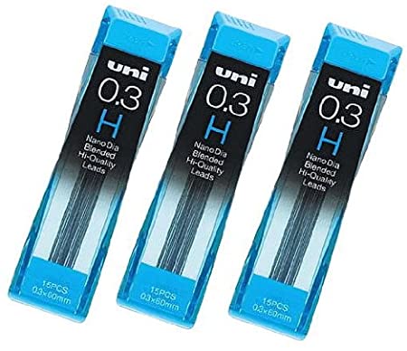 Strength & Deep & Smooth -Uni-ball Extra Fine Diamond Infused Pencil Leads, 0.3 Mm-H-nano Dia 15 Leads X 3 Pack/total 45 Leads/(with Values Japan Original Description of Goods)