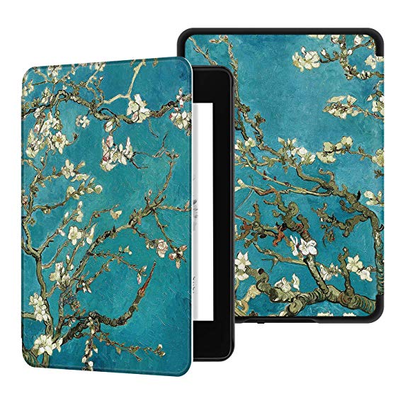 Ayotu Water-Safe Case for Kindle Paperwhite 2018 - PU Leather Smart Cover with Auto Wake/Sleep - Fits Amazon All-New Kindle Paperwhite Leather Cover (10th Generation-2018)，K10 The Apricot Flower