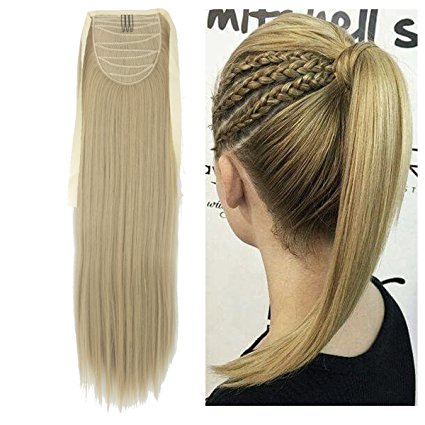 Haironline One Piece Tie Up Ponytail Clip in Hair Extensions Hairpiece Binding Pony Tail Extension for Girl Lady Woman