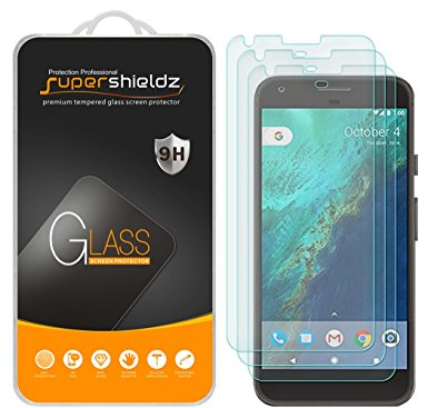 [3-Pack] Google Pixel XL Tempered Glass Screen Protector, Supershieldz Anti-Scratch, Anti-Fingerprint, Bubble Free, Lifetime Replacement Warranty