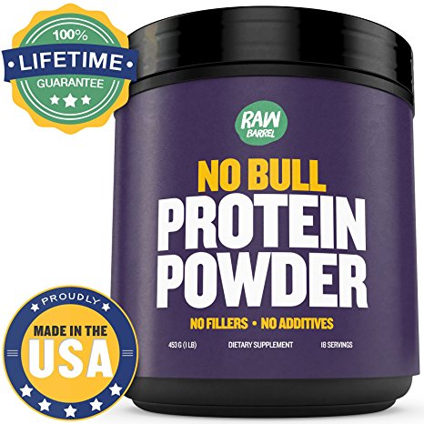 Raw Barrel's - Pure Natural Whey Protein Powder - Unflavored - SEE RESULTS OR YOUR MONEY BACK - 2lb - Instantized Concentrate Supplement - High Protein, Low Carb - With Free Digital Guide And Recipes