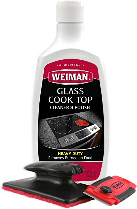 Weiman Cooktop Cleaner Kit - Cook Top Cleaner and Polish 590ml - Scrubbing Pad, Cleaning Tool, Cooktop Razor Scraper