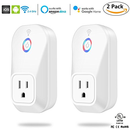 Smart Plug (2 Pack), Greatever Mini Wireless smart socket Outlet with Timing Function, Control Your Electric Devices Works with Amazon Alexa & Google Assistant, No Hub Required