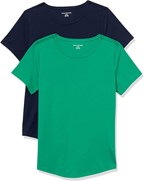 Amazon Essentials Women's 2-Pack Classic-Fit 100% Cotton Short-Sleeve Crewneck T-Shirt