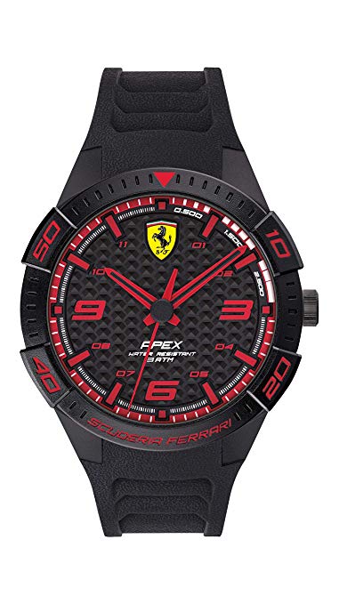 Ferrari Men's APEX Quartz Watch with Silicone Strap, Black, 20 (Model: 0830662)