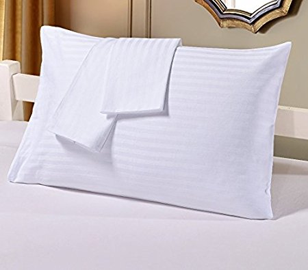 BED ALTER PILLOWCASE SET Luxurious, Soft and Hypoallergenic 100% Egyptian Cotton 600 Thread Count Striped Pillow Case Set (Set of 2 Pillow Cases) (King/ Cal King, Pearl White)