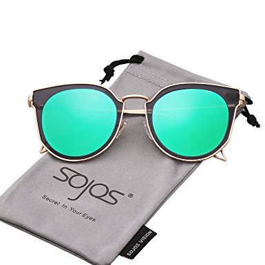 SojoS Fashion Polarized Sunglasses UV Mirrored Lens Oversize Metal Frame SJ1057