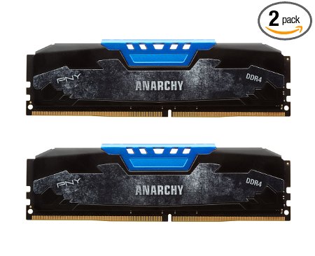 PNY Anarchy 16GB Kit 2x8GB DDR4 2133MHz PC4-17000 CL15 Desktop Memory BLUE - MD16GK2D4213315AB